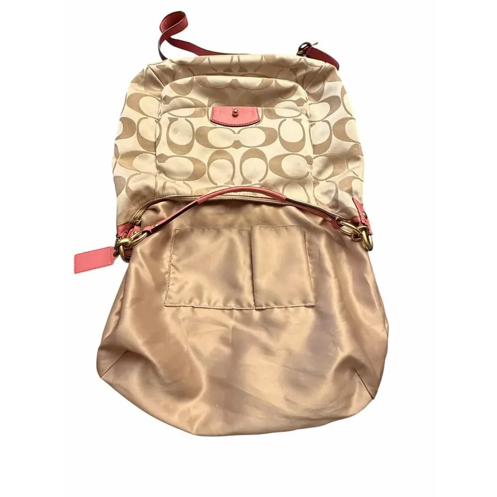 Coach Satchel Signature C Cream and Pink